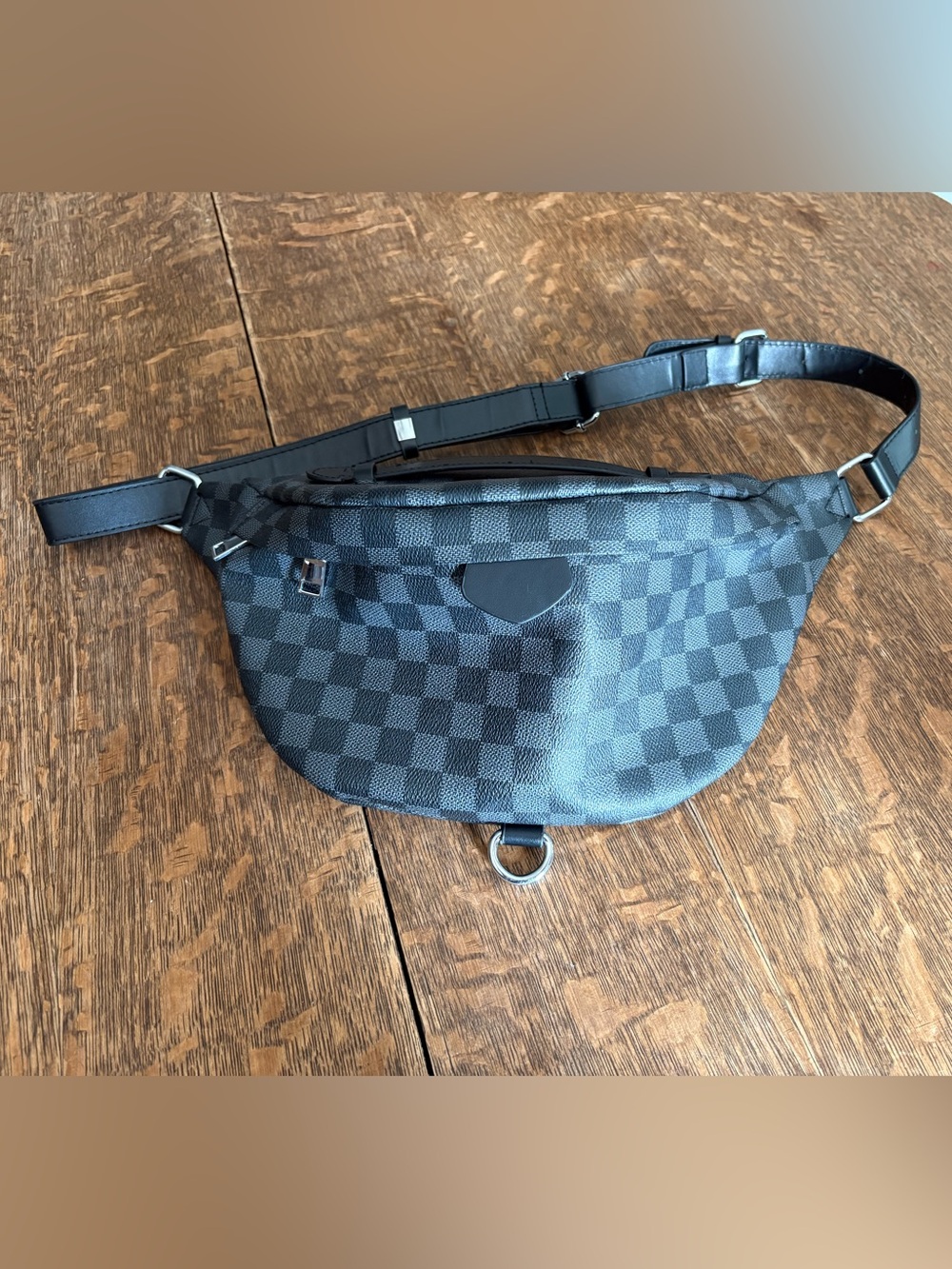 Black Checkered Men’s Waist Bag - Designer Style